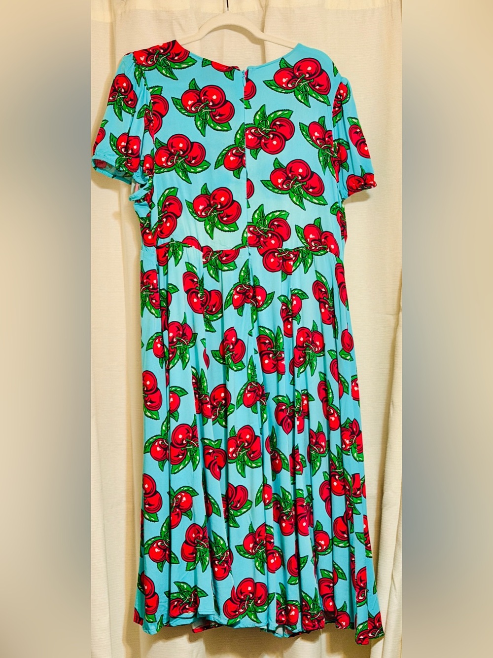 Torrid Red and Blue Betsey Johnson Large Cherry 🍒 Print Dress 👗 - Picture 2 of 5